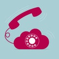 Cloud computing, retro phone. Royalty Free Stock Photo